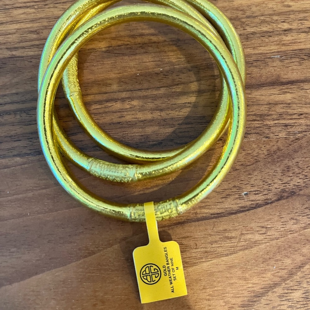 3 budhagirl all weather bangle bracelets/ Gold